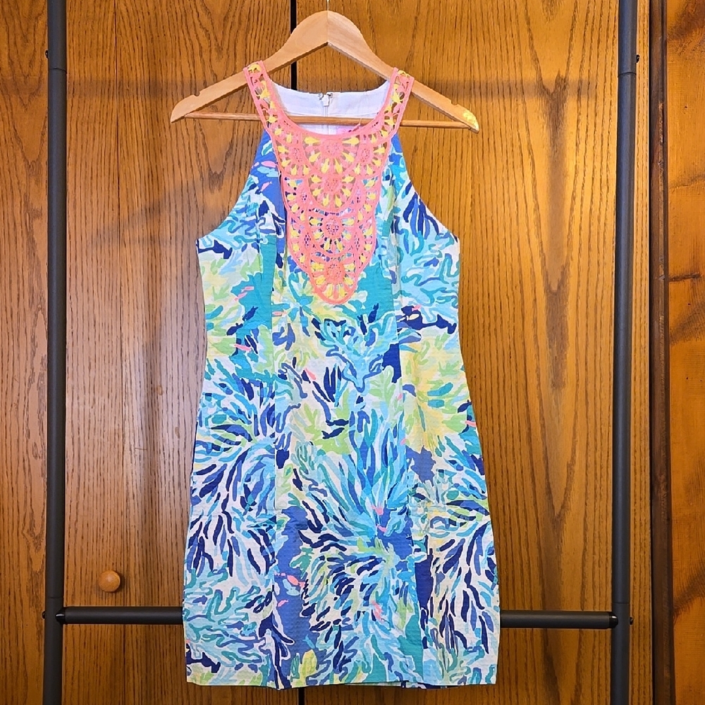 Vibrant Blue and Green Sleeveless Dress